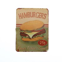 Magnet déco en métal Hamburger 6x8